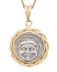 14k Gold Genuine Ancient Greek Coin Necklace (Medusa; 400-301 B.C.)