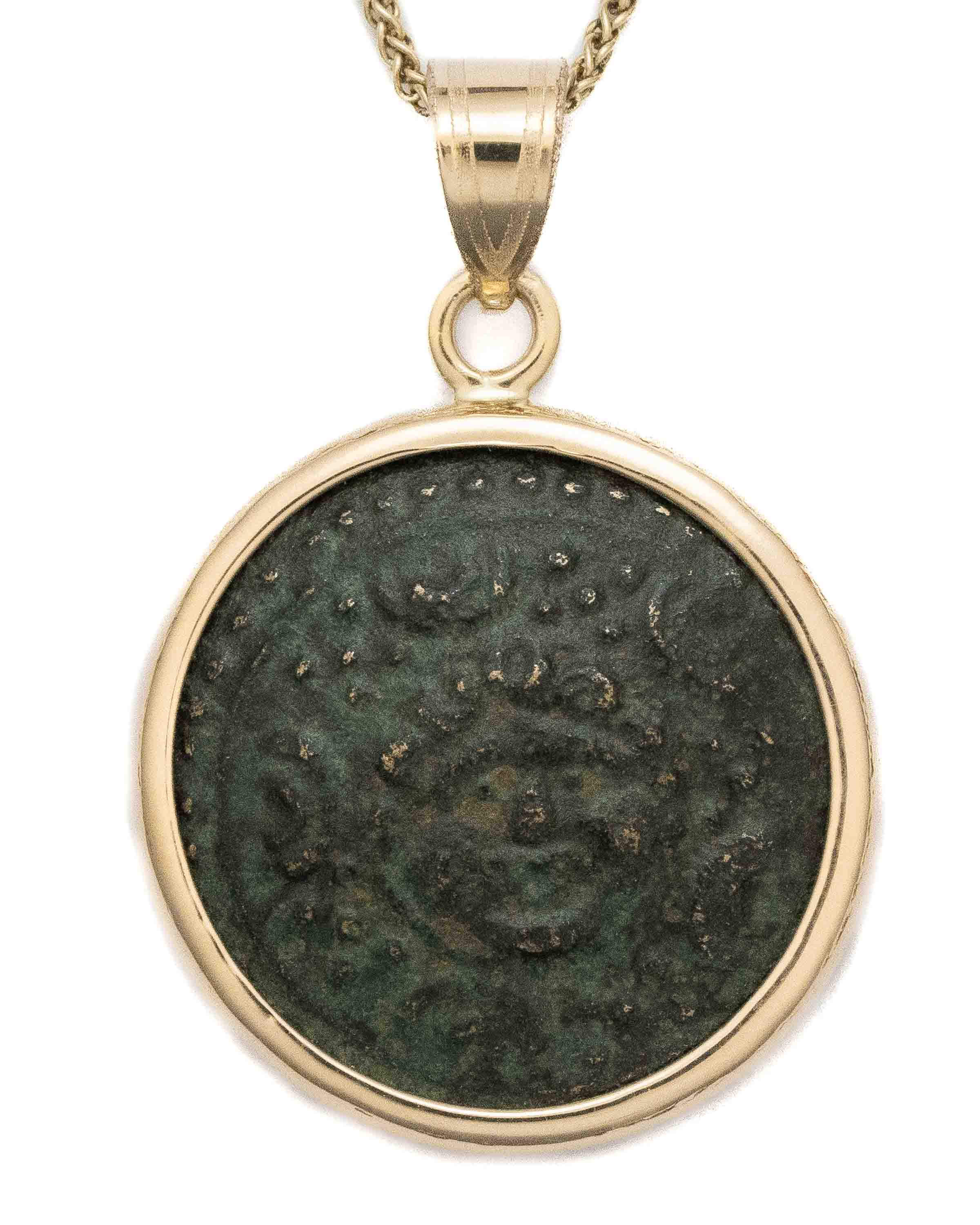 14k Gold Genuine Ancient Greek Coin Necklace (Medusa; 323-317 B.C.)