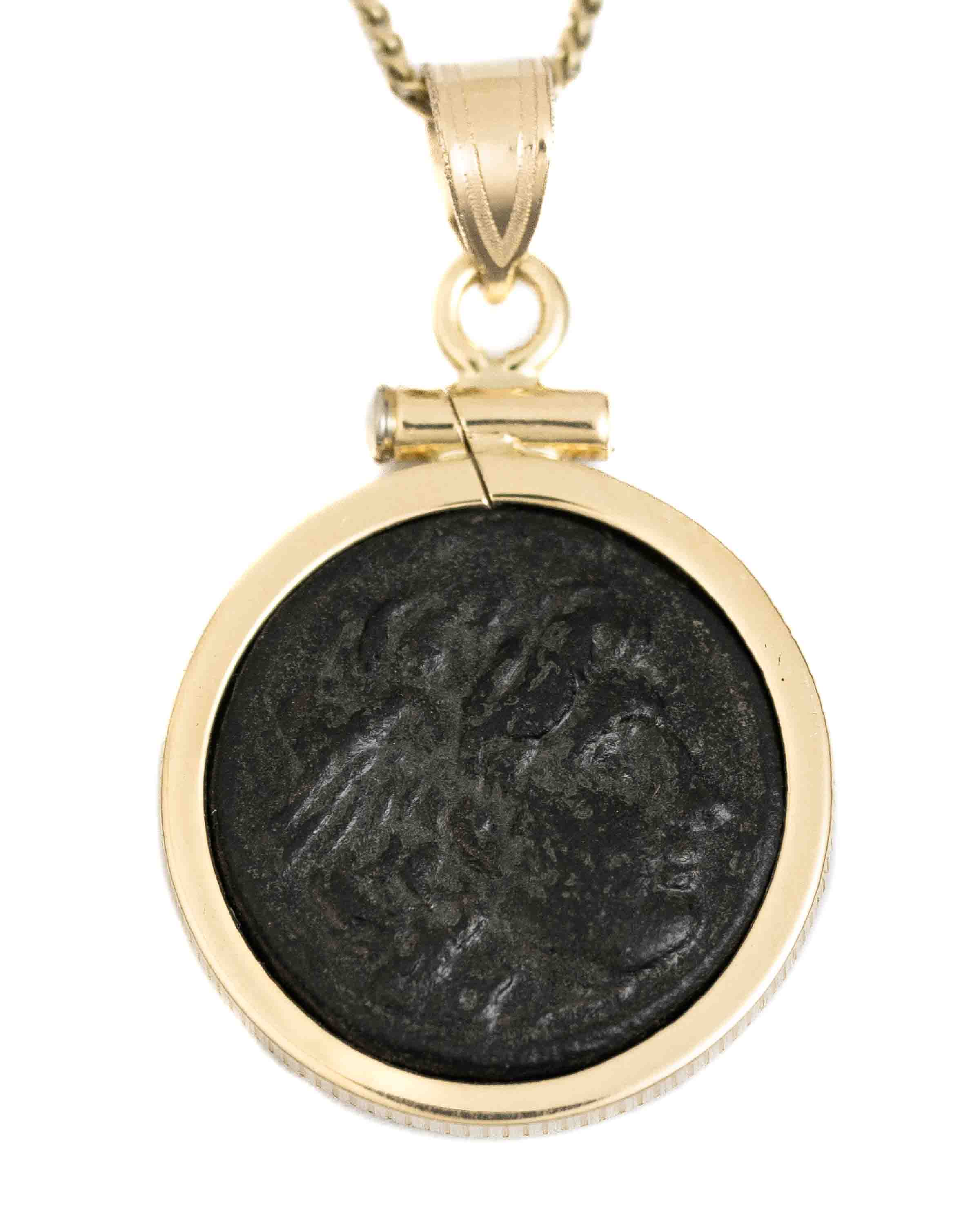14k Gold Genuine Ancient Greek Coin Necklace (Winged Medusa; 312-281 B.C.)