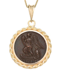 14k Genuine Ancient Roman Constantinople Commemorative Coin Necklace (Winged Victory; 330-354 A.D.)