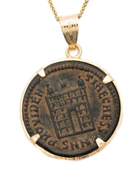 14k Gold Genuine Ancient Roman Coin Necklace (Crispus; 317-326 A.D.)