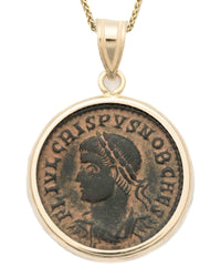 14k Gold Genuine Ancient Roman Coin Necklace (Crispus; 317-326 A.D.)