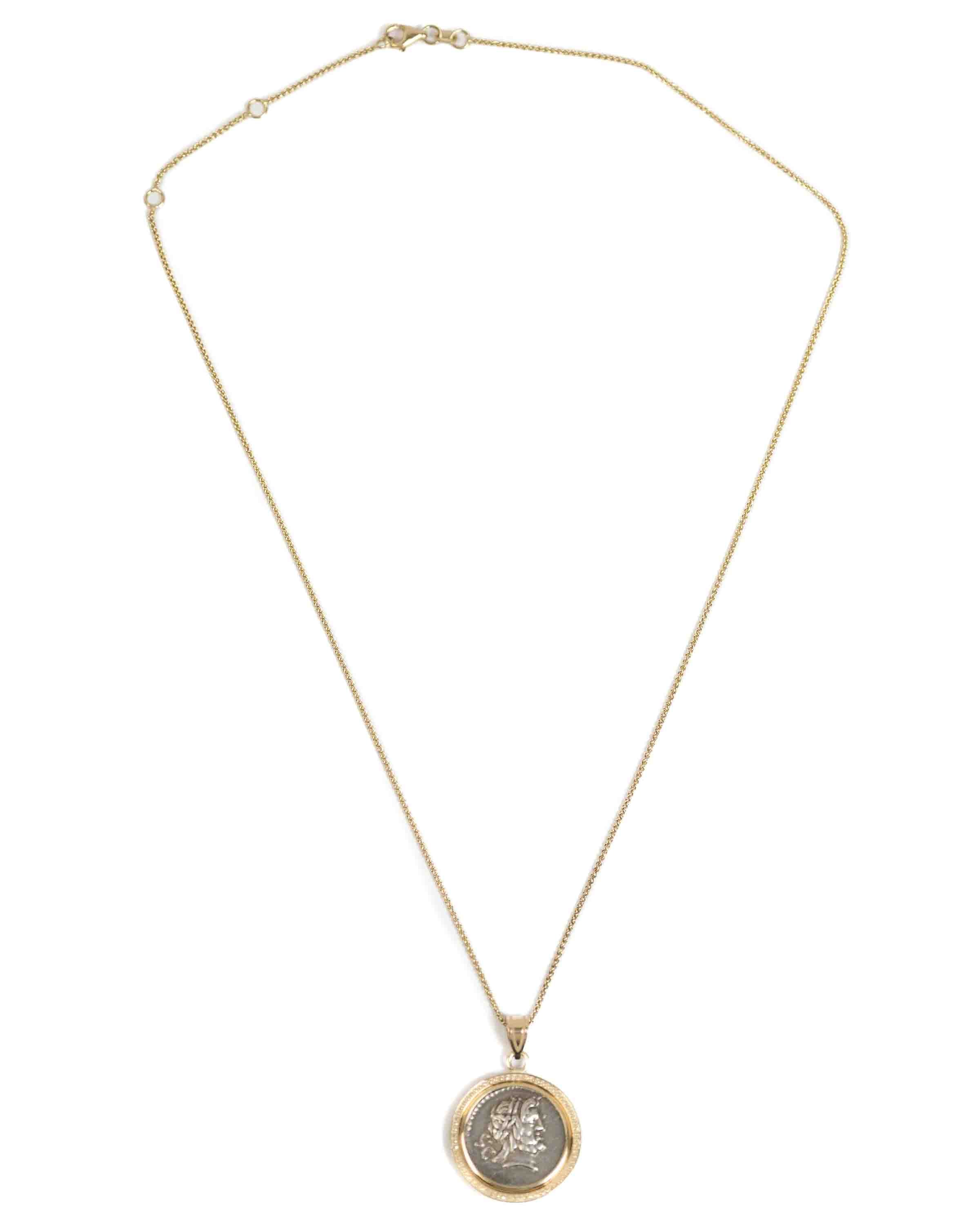 14k Gold Genuine Ancient Roman Coin Necklace (Jupiter; 80 B.C.)