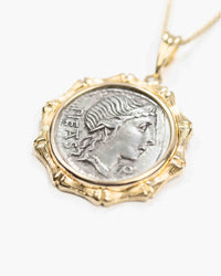 14k Gold Genuine Ancient Roman Coin Necklace (Pietas; 108-107 B.C.)