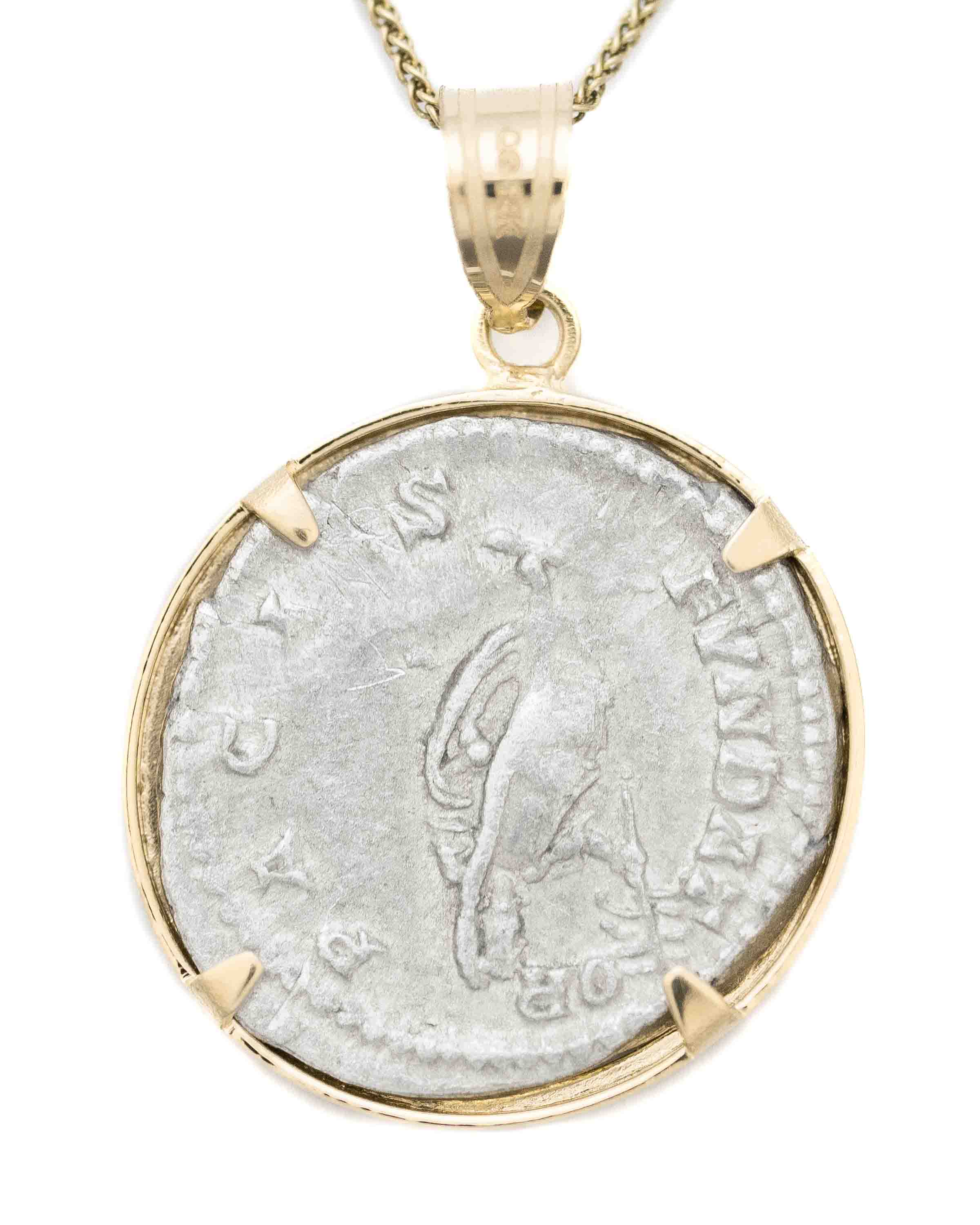 14k Gold Genuine Ancient Roman Coin Necklace (Septimus Severus; 193-211 A.D.)