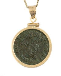 14k Gold Genuine Ancient Constantinople Commemorative Coin Necklace (Romulus & Remus; 330-354 A.D.)