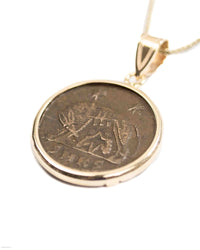 14k Gold Genuine Ancient Constantinople Commemorative Coin Necklace (Romulus & Remus; 330-354 A.D.)