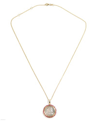 14k Gold & Ruby Genuine Ancient Roman Coin Necklace (Cupid; 76 B.C.)
