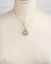 14k Gold & Sapphire Genuine Ancient Greek Coin Necklace (Zeus/Hera; 450-300 B.C.)