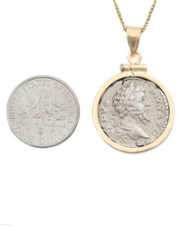 14k Gold Genuine Ancient Roman Coin Necklace (Septimus Severus; 193-211 A.D.)
