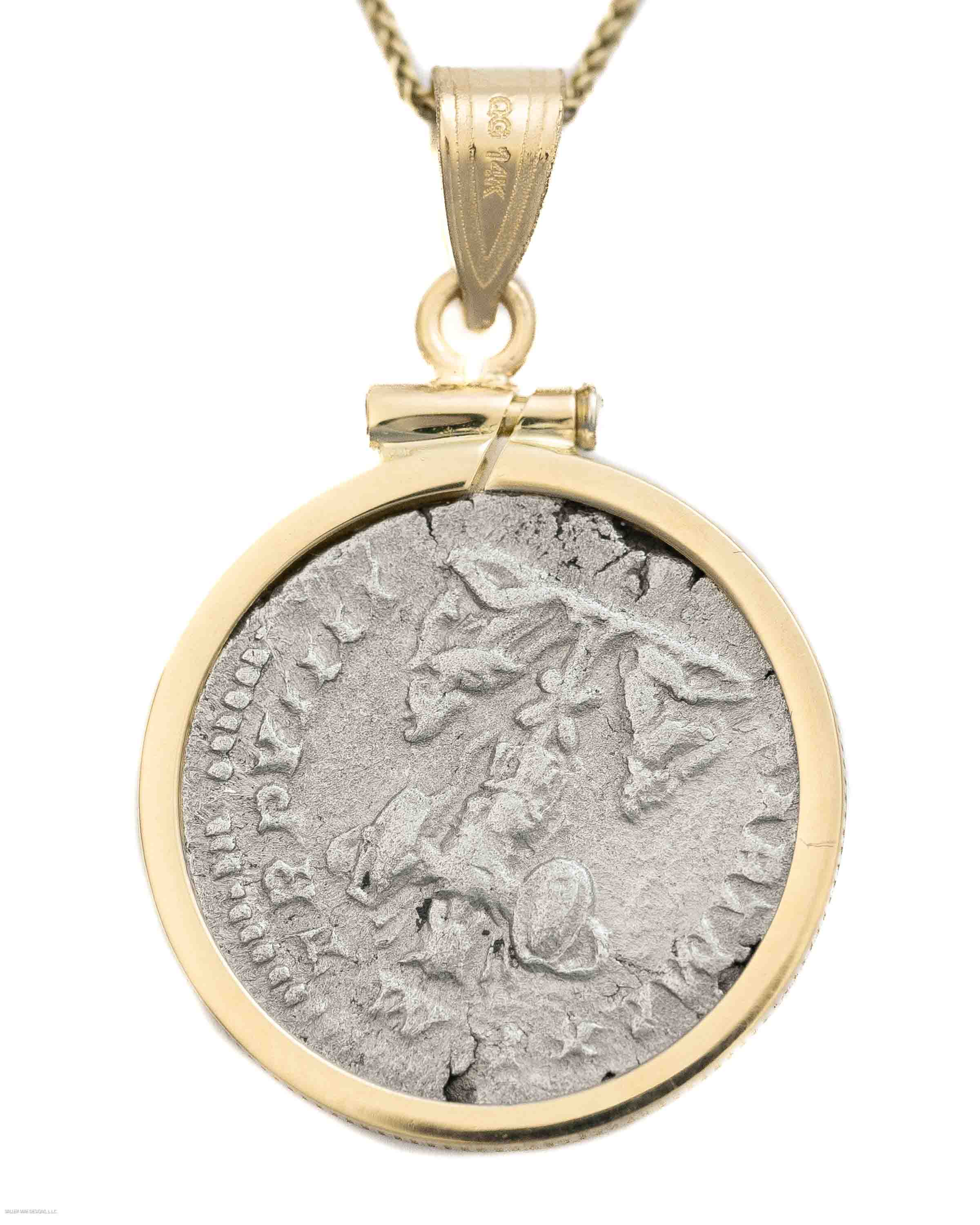 14k Gold Genuine Ancient Roman Coin Necklace (Septimus Severus; 193-211 A.D.)