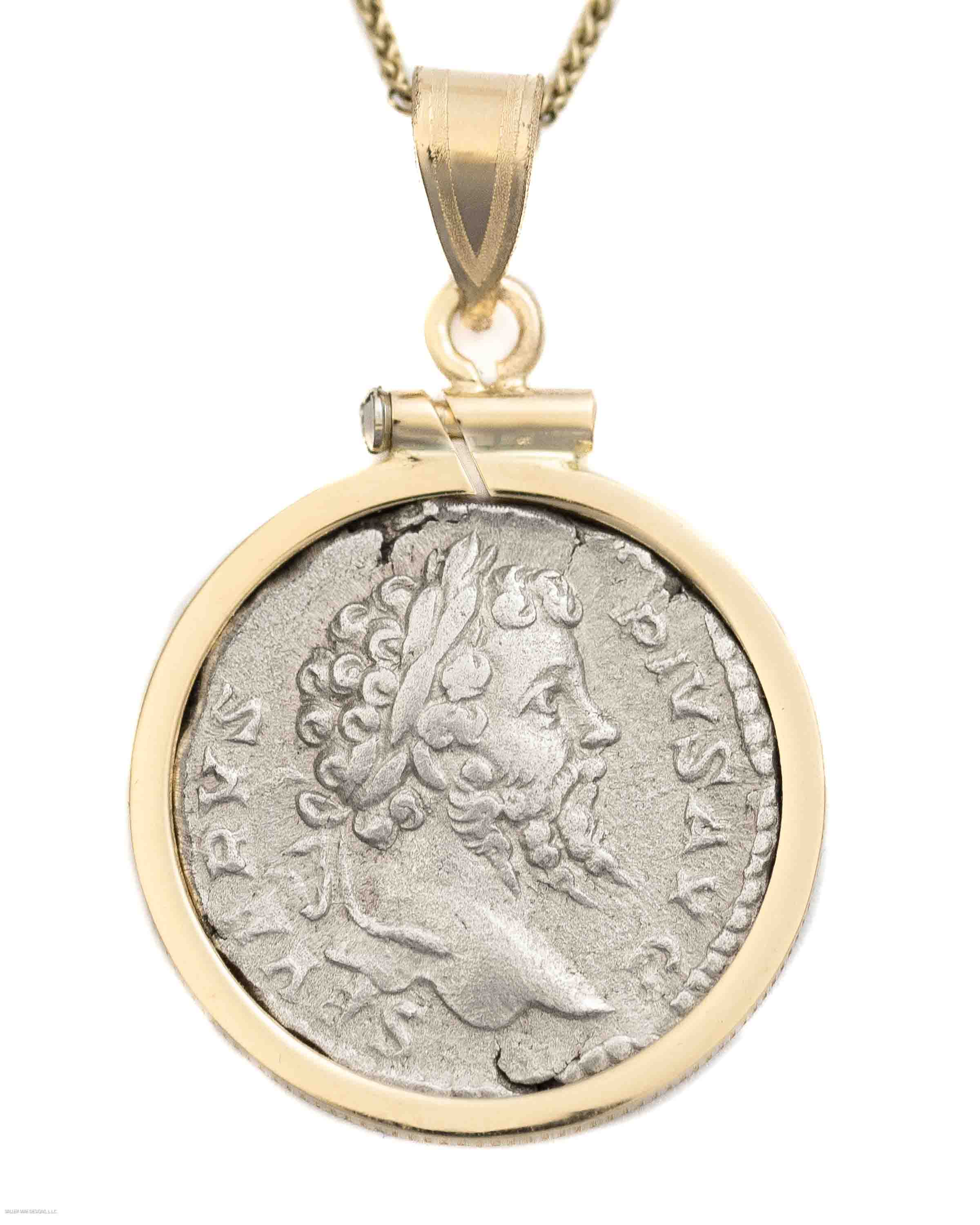 14k Gold Genuine Ancient Roman Coin Necklace (Septimus Severus; 193-211 A.D.)