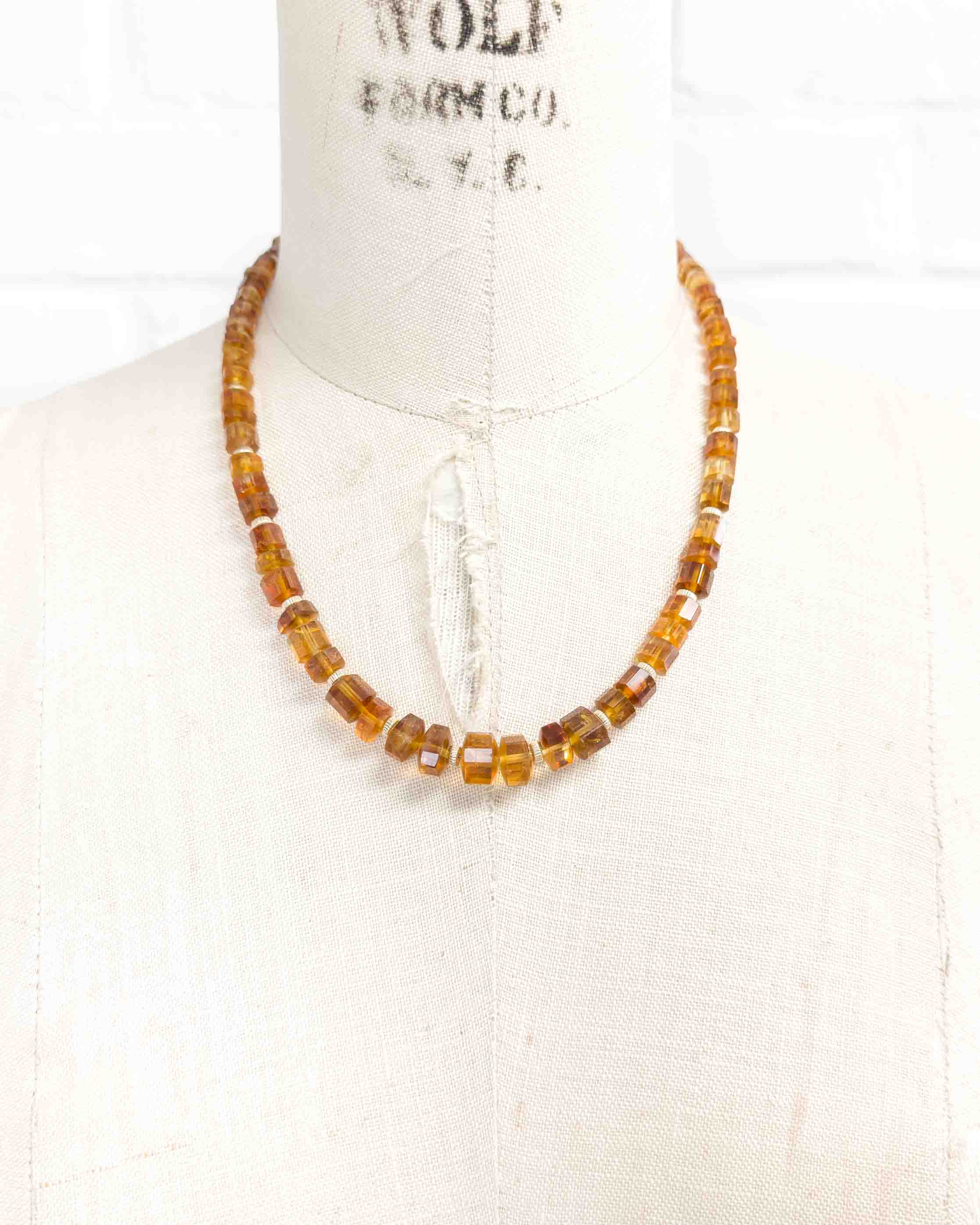 14k Gold Natural Brazilian Madeira Citrine Statement Necklace