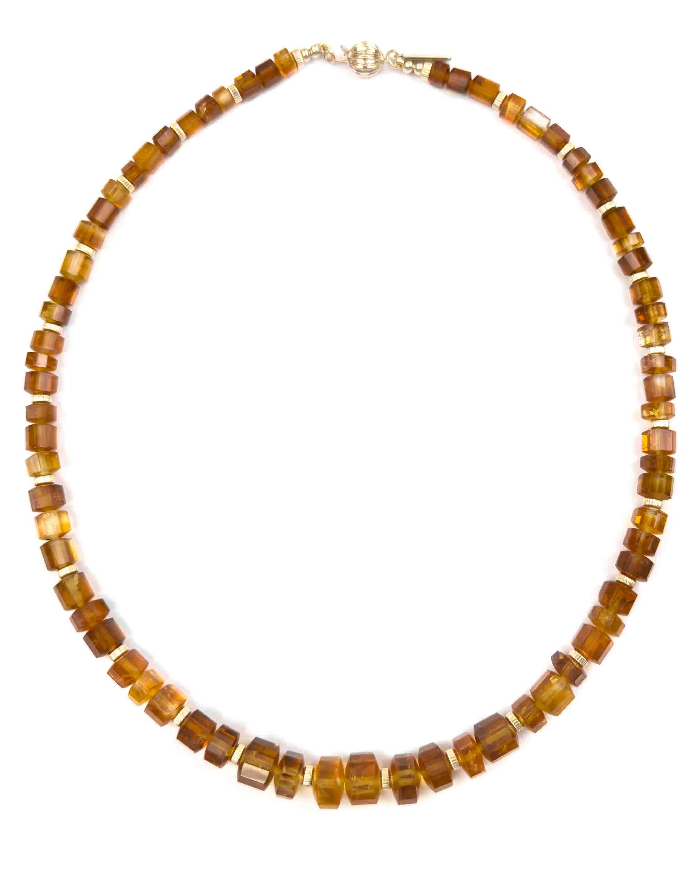 14k Gold Natural Brazilian Madeira Citrine Statement Necklace