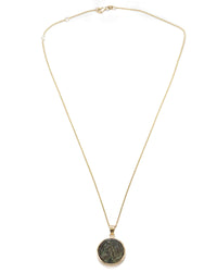 14k Gold Genuine Ancient Greek Coin Necklace (Poseidon; 275-215 B.C.)