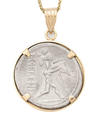 14k Gold Genuine Ancient Roman Coin Necklace (Pietas; 108-107 B.C.)