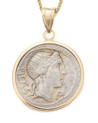 14k Gold Genuine Ancient Roman Coin Necklace (Pietas; 108-107 B.C.)
