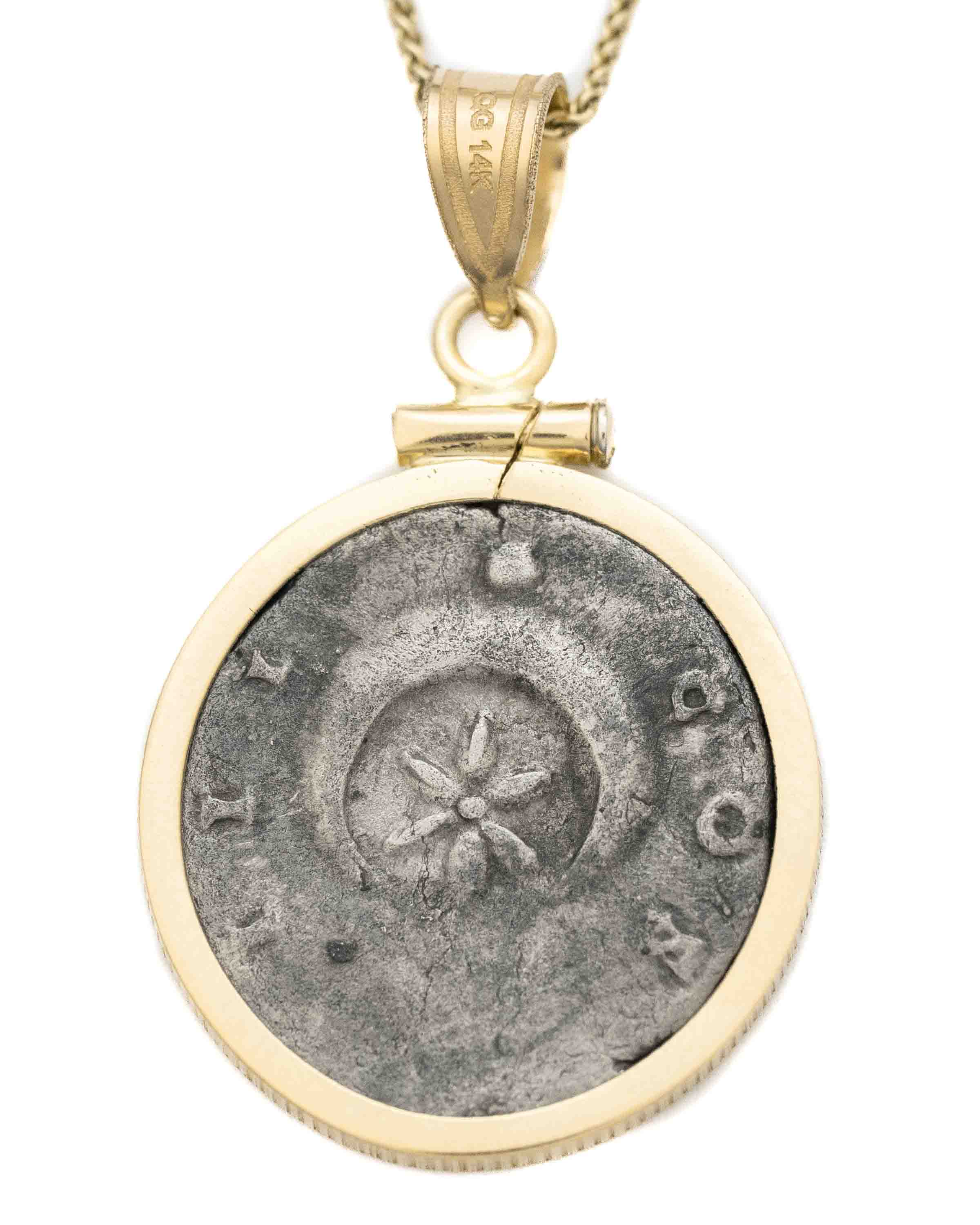 14k Gold Genuine Ancient Greek Coin Necklace (Hadrian 117-138 A.D.)