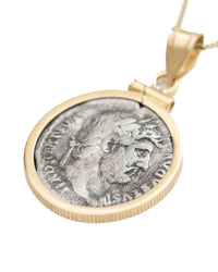 14k Gold Genuine Ancient Greek Coin Necklace (Hadrian 117-138 A.D.)