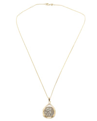 14k Gold Genuine Ancient Roman Coin Necklace (Salus; 49 B.C.)