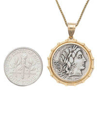 14k Gold Genuine Ancient Roman Coin Necklace (Apollo; 85 B.C.)