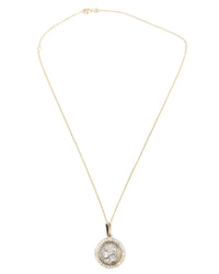 14k Gold & Diamond Genuine Ancient Greek Coin Necklace (Artemis; 125-90 B.C.)