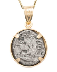 14k Gold Genuine Ancient Greek Coin Necklace (Persephone/Kore; 390-340 B.C.)