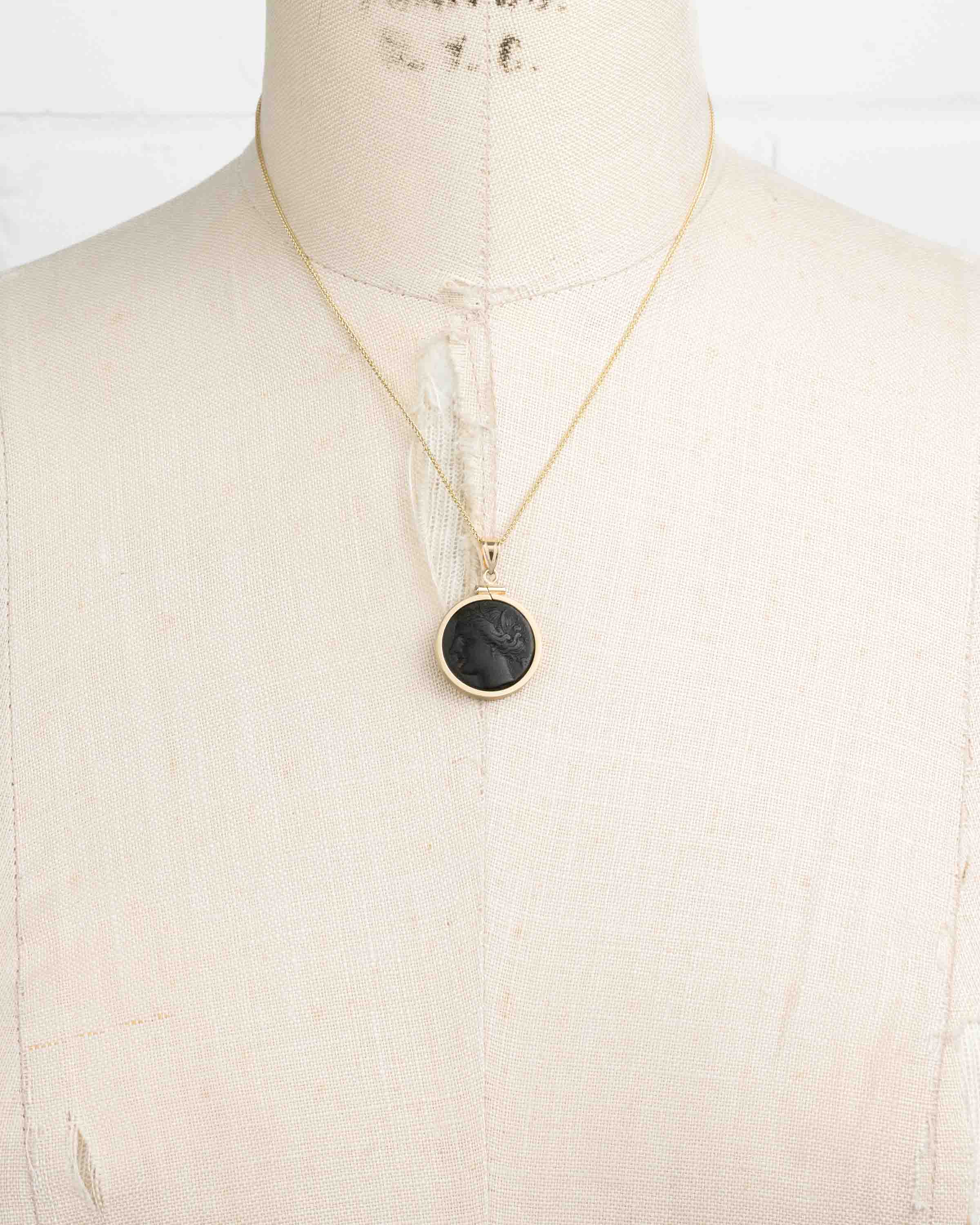 14k Gold Genuine Ancient Greek Coin Necklace (Persephone; 275-269 B.C.)