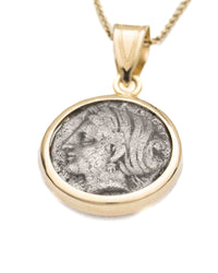 14k Gold Genuine Ancient Greek Coin Necklace (Persephone/Kore; 390-340 B.C.)