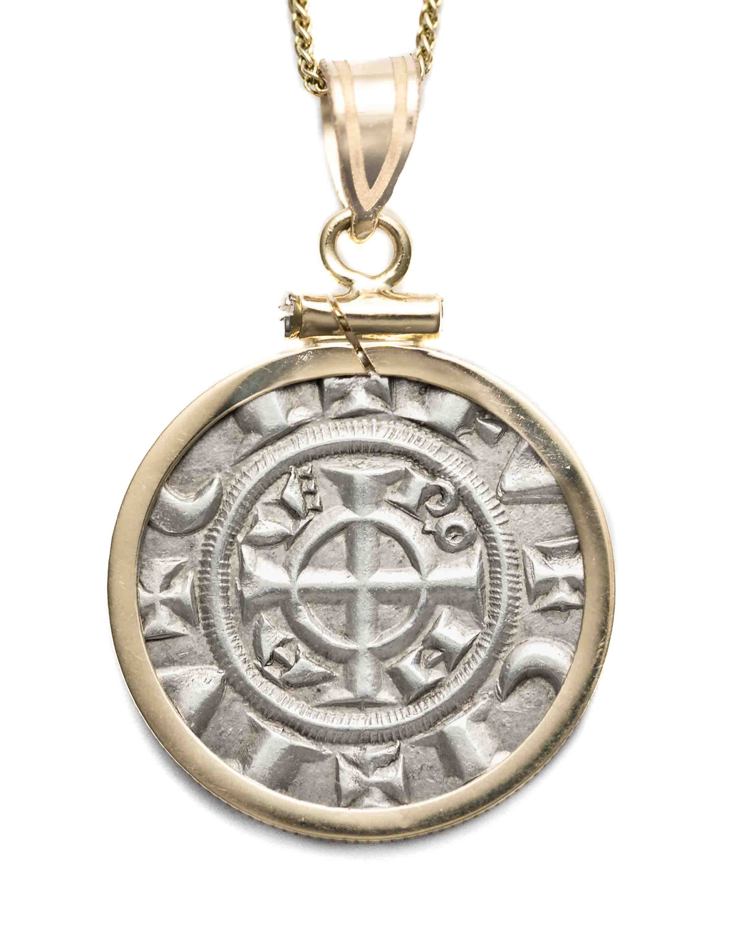 14k Genuine Ancient Italian Coin Necklace (Verona Grossi; 1218-1250 A.D.)