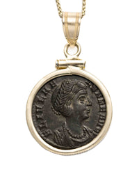 14k Gold Genuine Ancient Roman Coin Necklace (Helena; 330 A.D.)