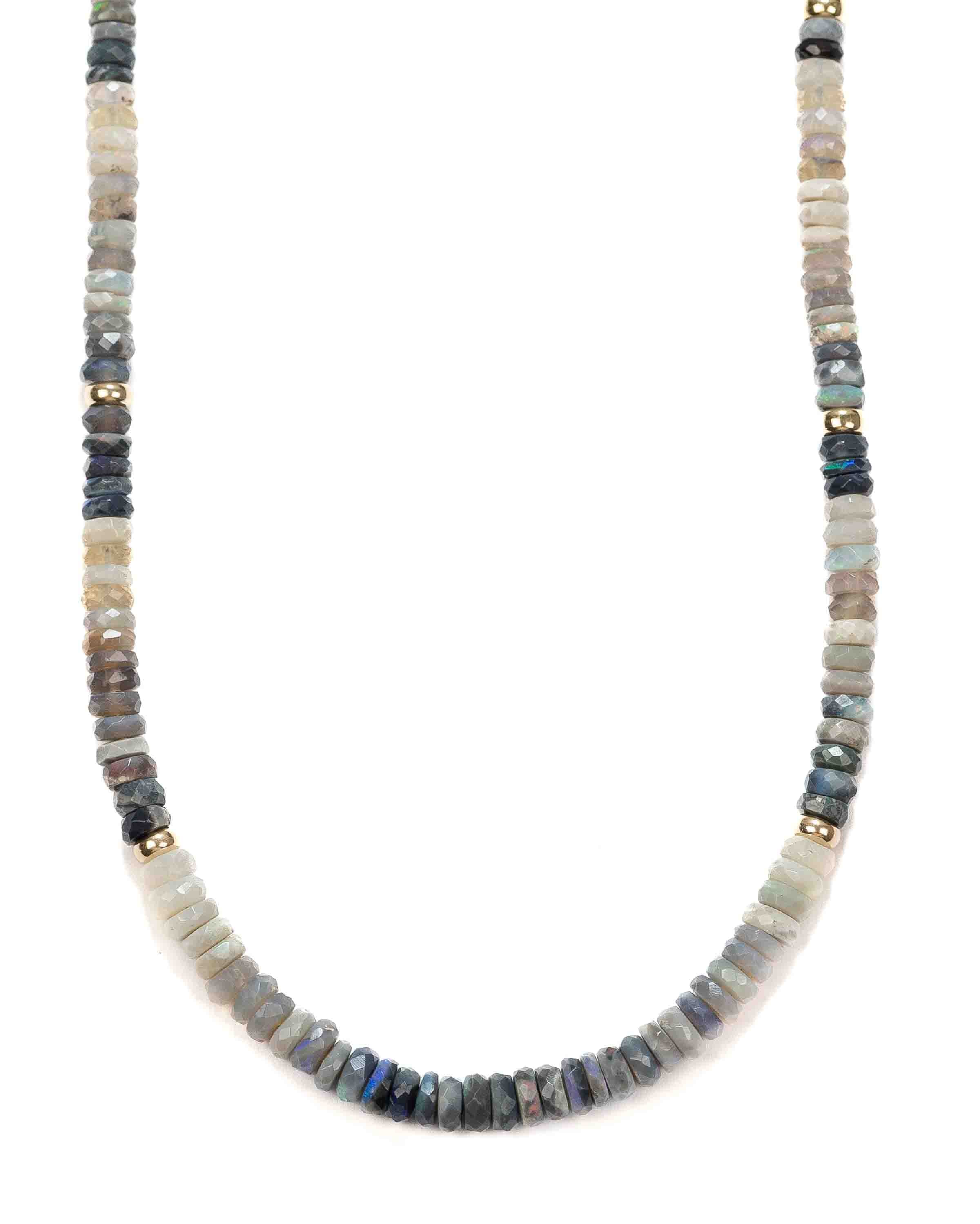 14k Gold Filled Faceted Australian Opal Gemstone Strand Necklace
