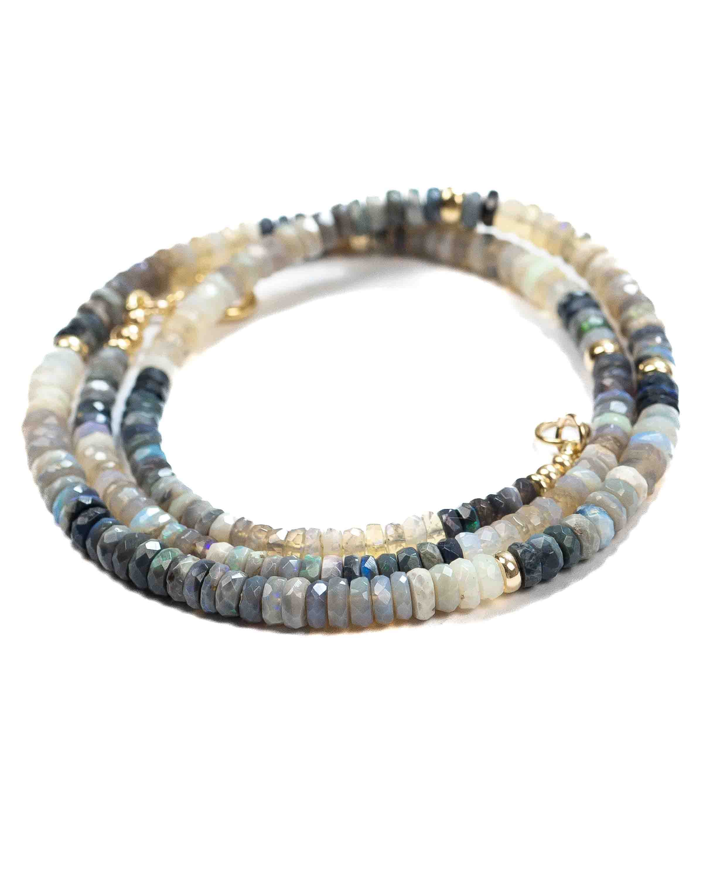 14k Gold Filled Faceted Australian Opal Gemstone Strand Necklace