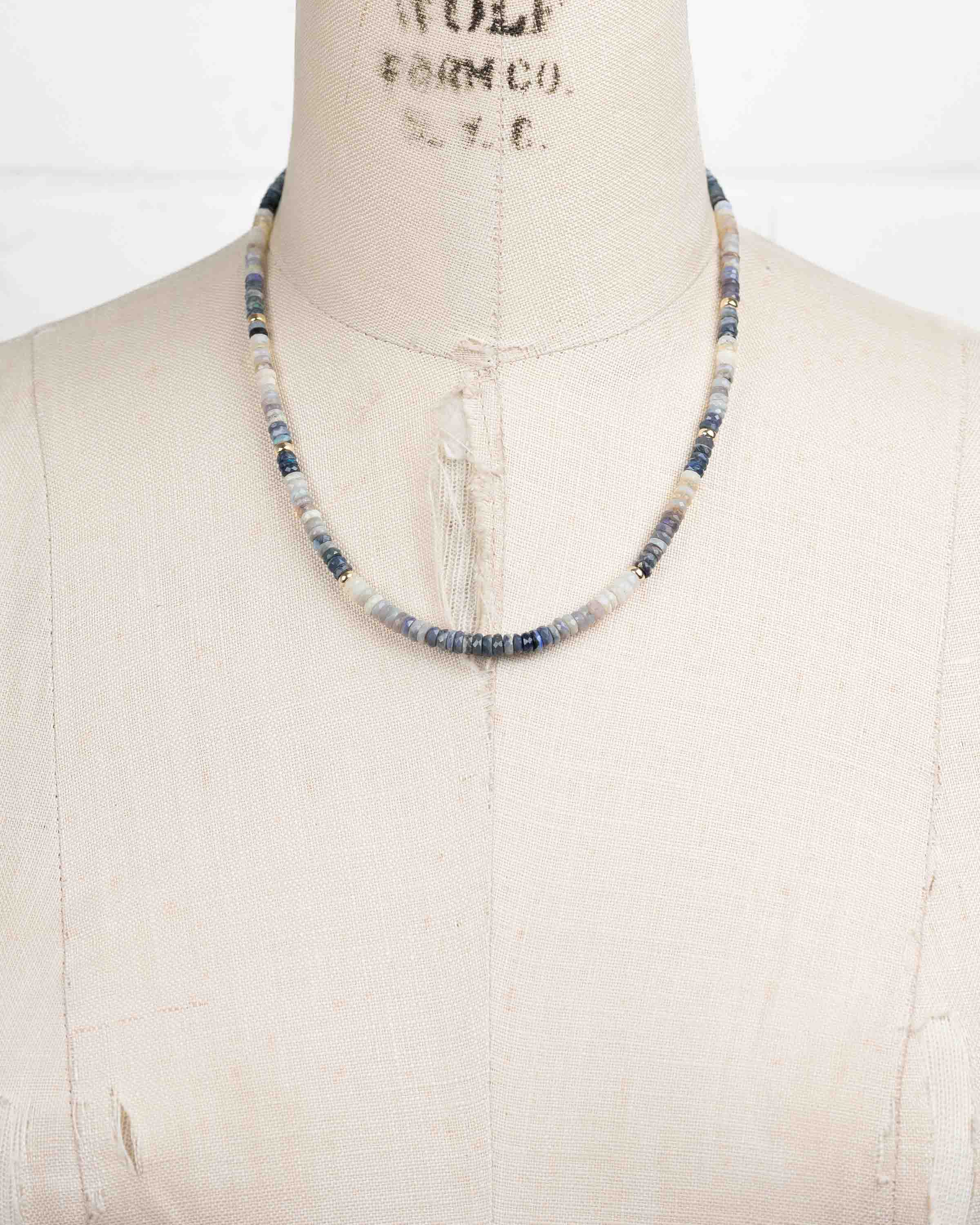 14k Gold Filled Faceted Australian Opal Gemstone Strand Necklace