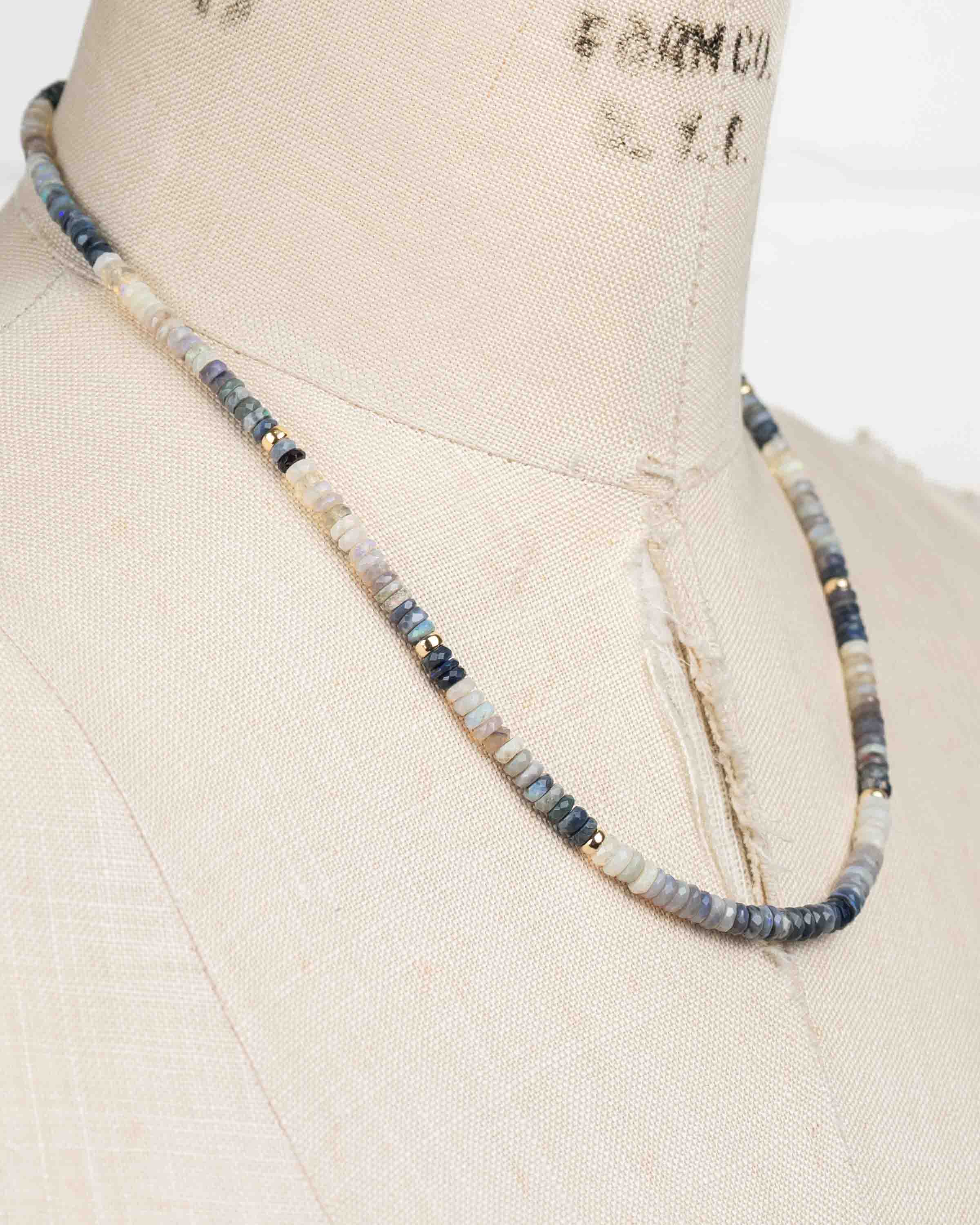 14k Gold Filled Faceted Australian Opal Gemstone Strand Necklace