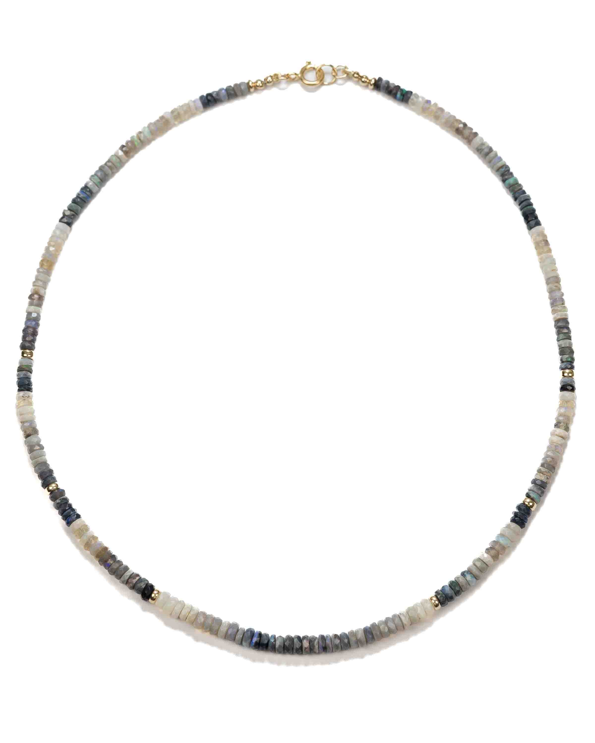 14k Gold Filled Faceted Australian Opal Gemstone Strand Necklace