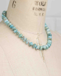 Large Hand-Knotted Faceted Larimar Necklace