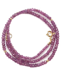 14k Gold Natural Ruby Gemstone Strand Necklace
