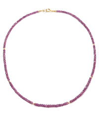 14k Gold Natural Ruby Gemstone Strand Necklace
