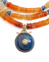 Diamond & Lapis Lazuli Pendant on Mexican Fire Opal & Kyanite Necklace