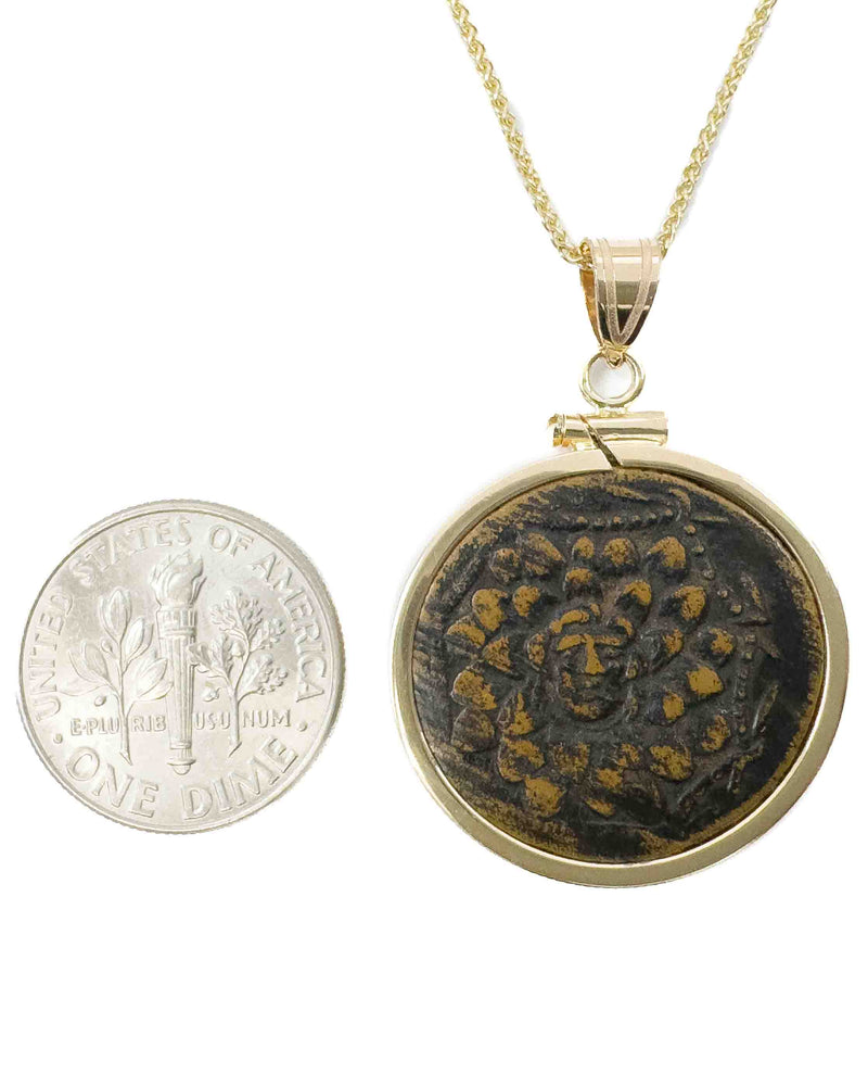 14k Gold Genuine Ancient Greek Coin Necklace (Medusa; 120-63 B.C.)