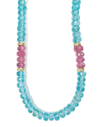 14k Gold Blue Apatite & Pink Sapphire Necklace