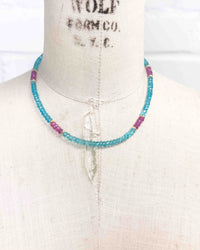 14k Gold Blue Apatite & Pink Sapphire Necklace