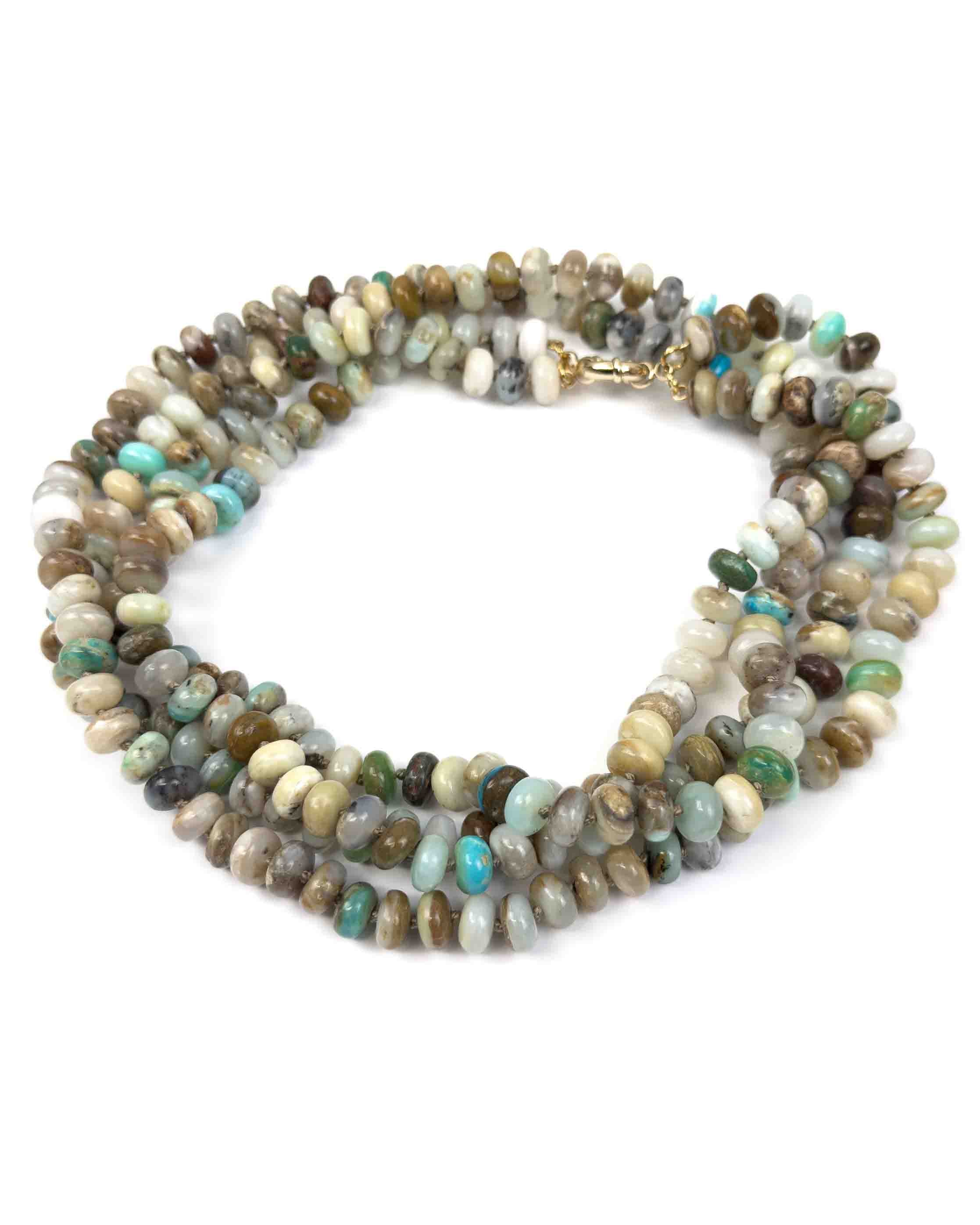 Green Peruvian Opal Hand-Knotted Double Strand Necklace