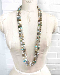 Green Peruvian Opal Hand-Knotted Double Strand Necklace