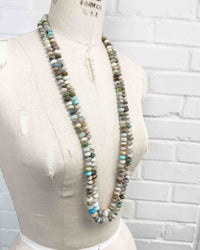 Green Peruvian Opal Hand-Knotted Double Strand Necklace