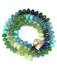 Green & Blue Multi Gemstone Knotted Necklace