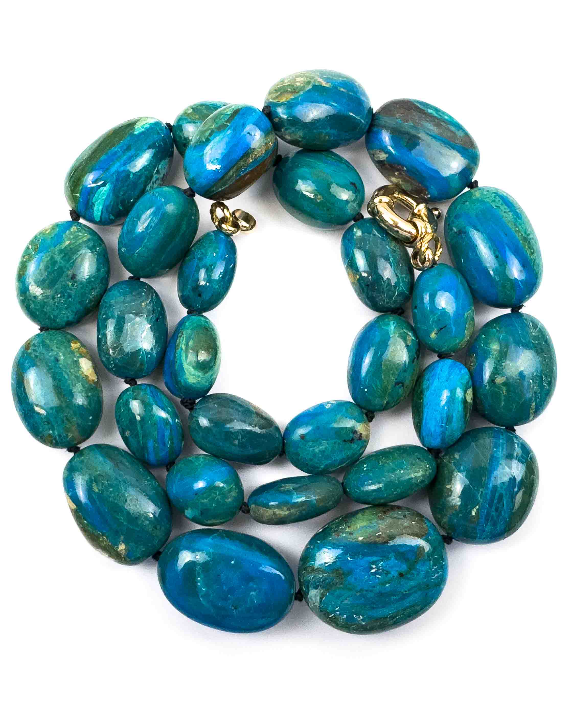 Natural Peruvian Opal Hand-Knotted Statement Necklace