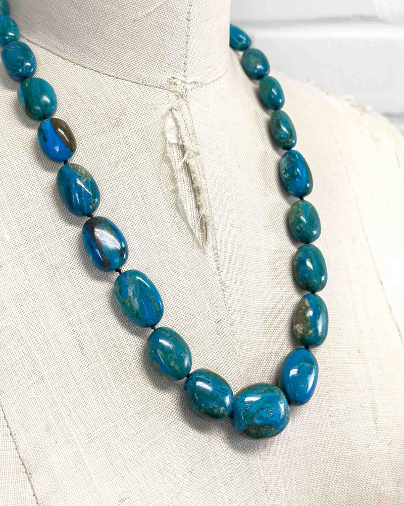 Natural Peruvian Opal Hand-Knotted Statement Necklace