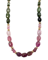 Faceted Watermelon Tourmaline Strand Necklace